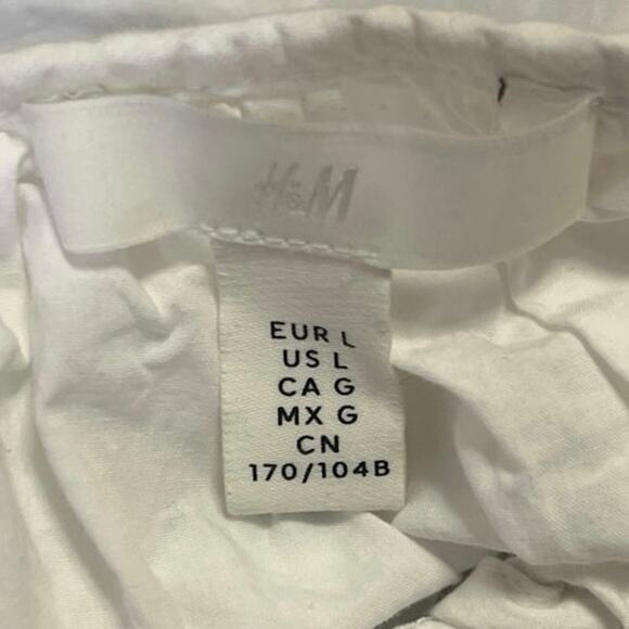 H&M White Blue Floral Paisley Embroidered Half Sleeve Button Down Blouse Top L - Picture 4 of 5